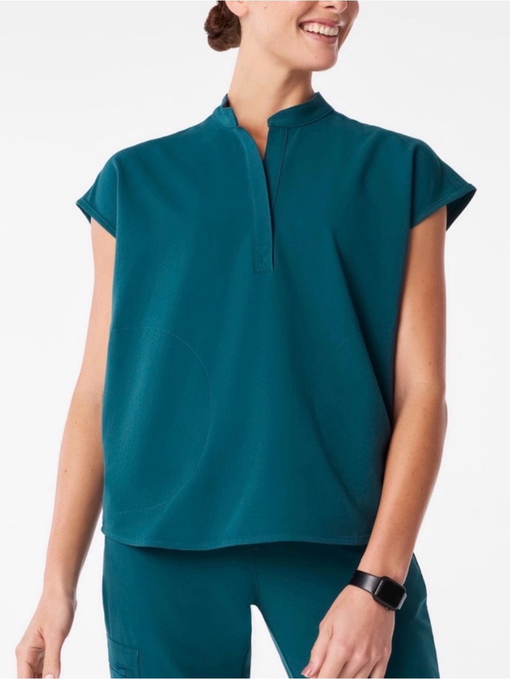 FIGS Women’s Rafaela Oversized Scrub Top Caribbean Blue Large PO# 4228 WXXSW1003